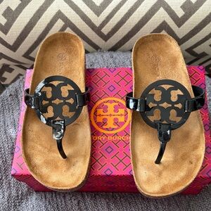 Tory Burch Miller Black Patent Leather Sandals - 7